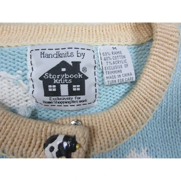Vintage StoryBook Knits "Dream Farm" Cardigan Womens (M) Cows Animal Teacher - Picture 10 of 16